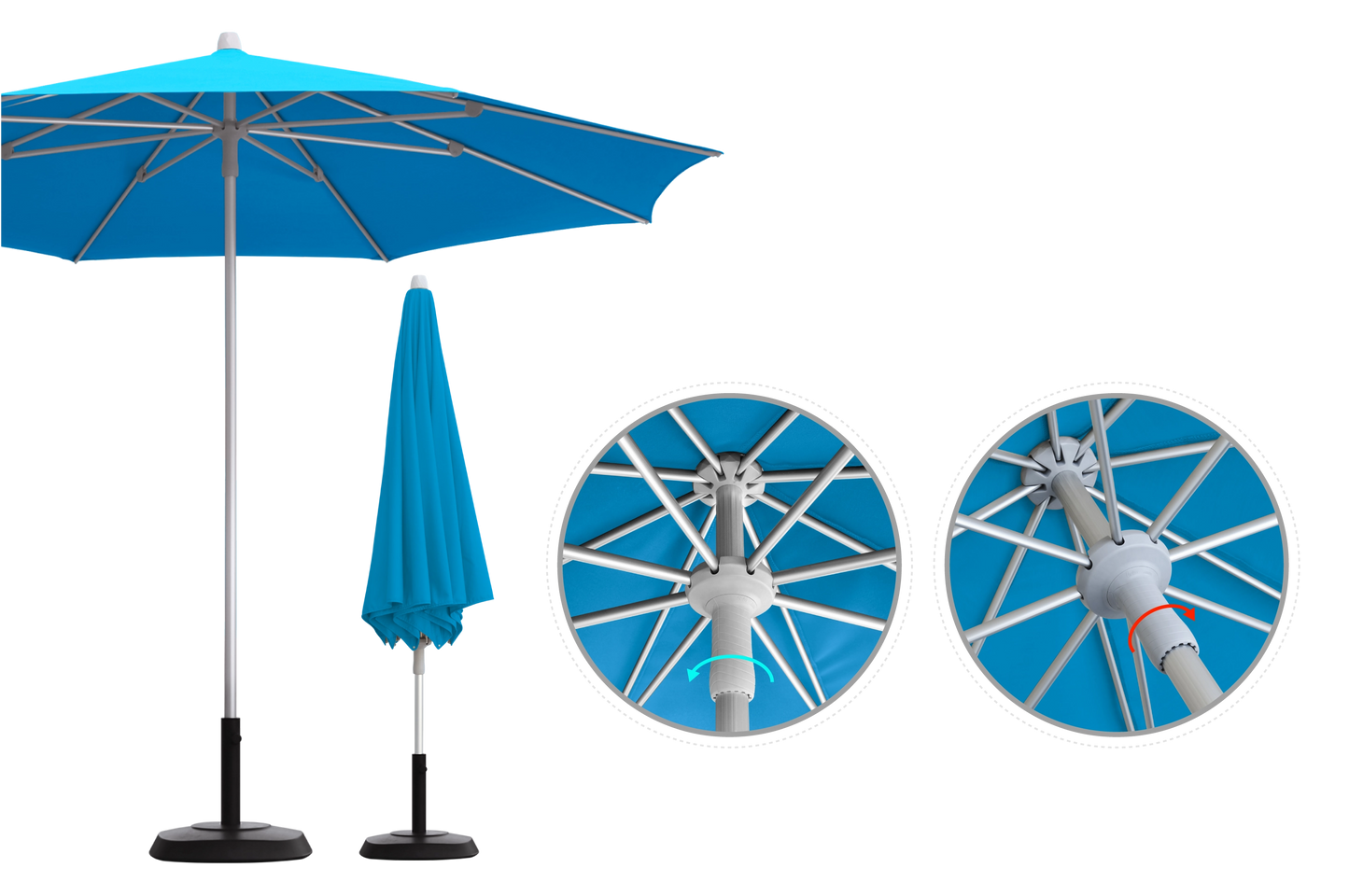 Custom Commercial Push Up Restaurant Patio Umbrella - Deluxe Canpopy
