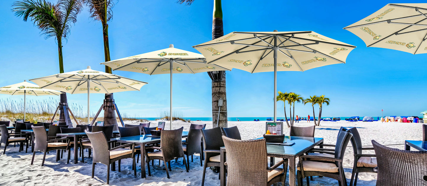 Custom Commercial Push Up Restaurant Patio Umbrella - Deluxe Canpopy