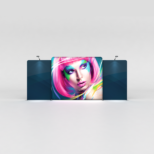 WaveLight® LED Backlit Tension Fabric Display 20ft for Trade Shows and Events