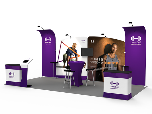 10'x20' Custom Trade Booth | Branded Event Solution - Deluxe Canopy