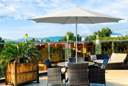 Custom Commercial Push Up Restaurant Patio Umbrella - Deluxe Canpopy