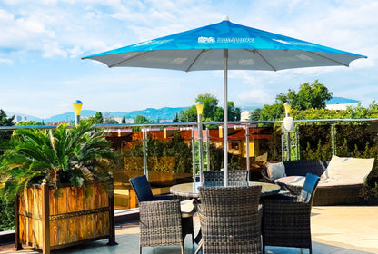 Custom Commercial Push Up Restaurant Patio Umbrella - Deluxe Canpopy