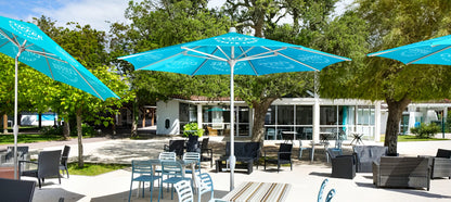 Custom Printed Commercial Titled Restaurant Patio Umbrella - Deluxe Canopy