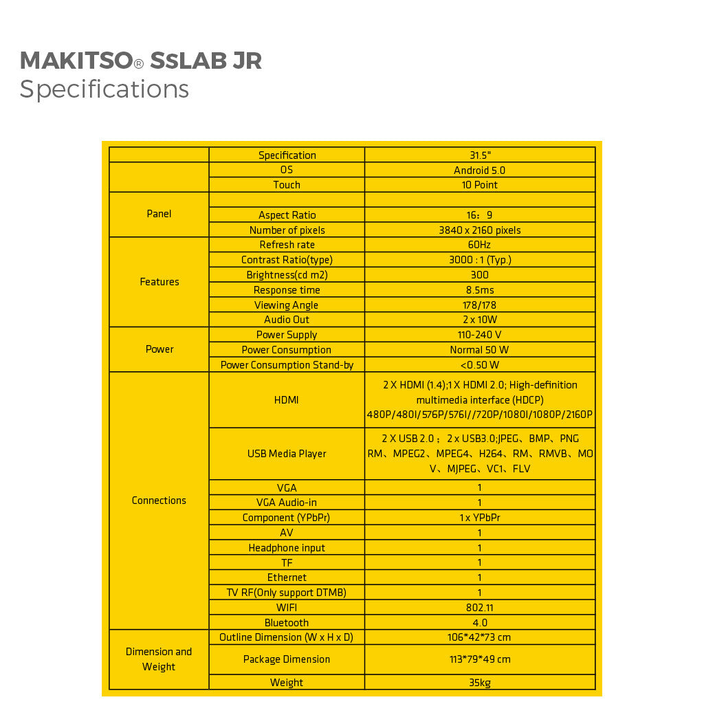 Makitso Sslab JR 32" Black - 4K Digital Interactive