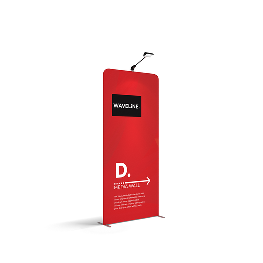 WaveLine® Media Display Wall D Modular Tension Fabric Display Wall. Event marketing trade show display wall. Front View WaveLine® Media Display Wall Modular. WLM-2000 D