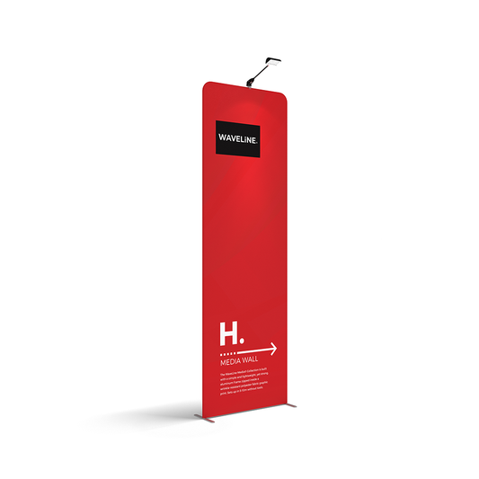 WaveLine® Media Display Wall H Modular Tension Fabric Display Wall. Event marketing trade show display wall. Front View WaveLine® Media Display Wall Modular. WLM-2000H