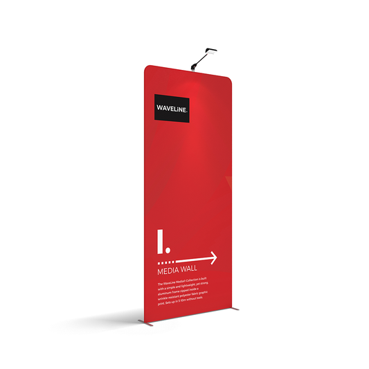 WaveLine® Media Display Wall I Modular Tension Fabric Display Wall. Event marketing trade show display wall. Front View WaveLine® Media Display Wall Modular. WLM-2000I