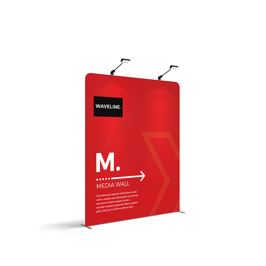 WaveLine® Media Display Wall M Modular Tension Fabric Display Wall. Event marketing trade show display wall. Front View WaveLine® Media Display Wall Modular. WLM-2000M