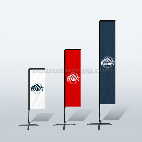 Feather Flag Banner Signs | Custom Printed Rectangle Advertising Flags | Deluxe Canopy