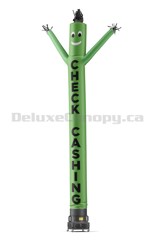 Check Cashing Air Dancers® Inflatable Tube Man Green | Deluxe Canopy