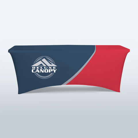 Custom Printed Table Covers Montreal | Stretch Tablecloths with Logo & Graphics | Deluxe Canopy